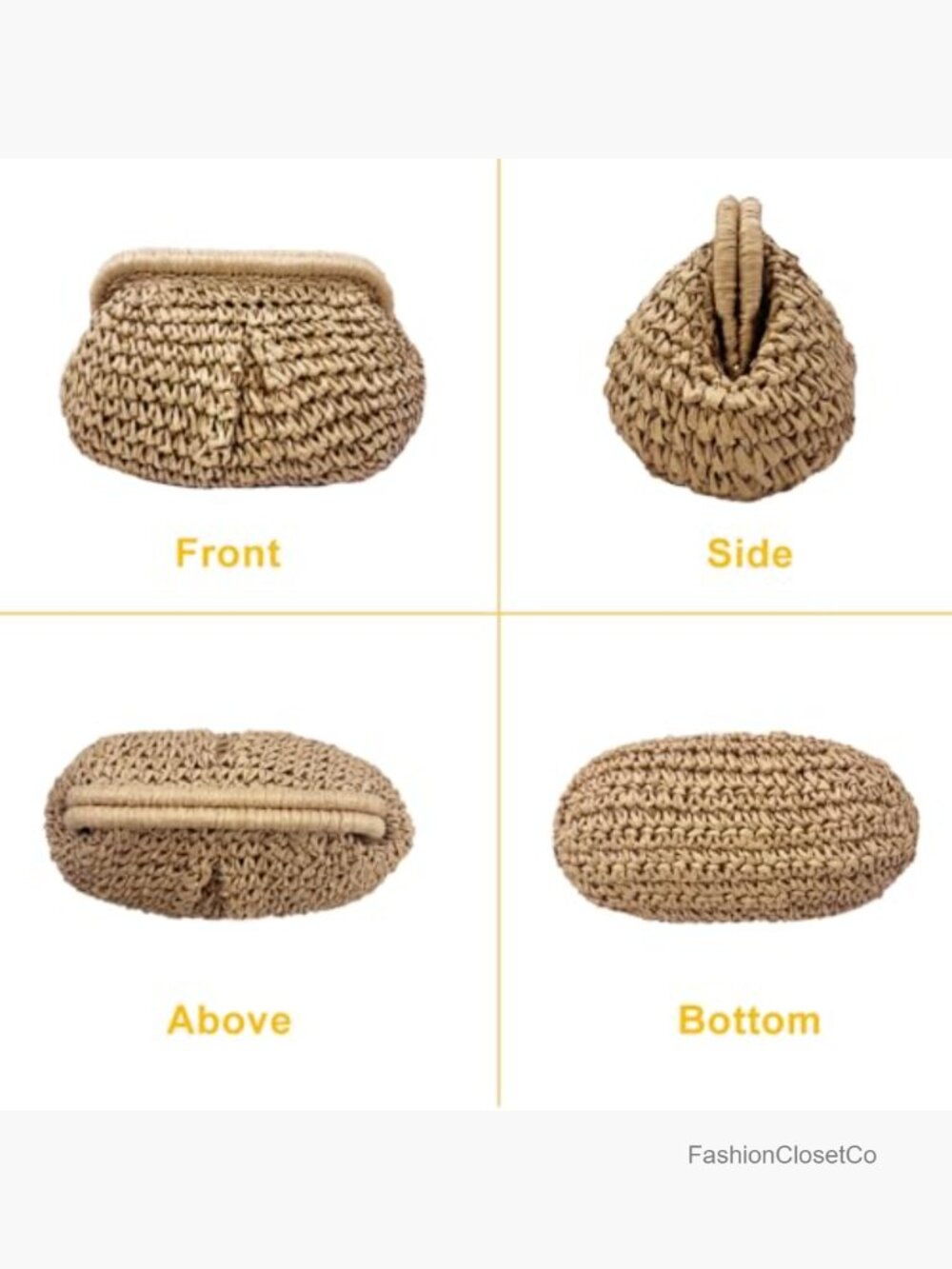 Woven Straw Clutch Crossbody Bag for Women Summer Beach Evening Handbag Boho - Picture 4 of 7